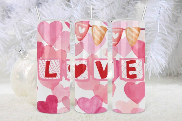 3D Love Water Color Valentine Tumbler Graphics for Crafts