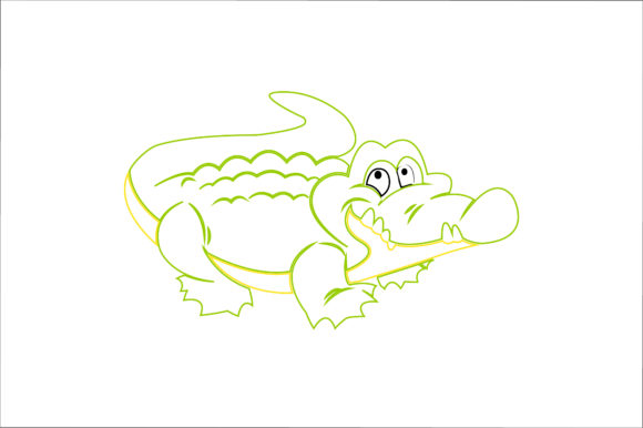 Animal Crocodile Cartoon Color Line Graphics & Icons
