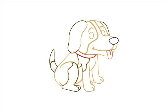 Animal Dog Cartoon Color Line Graphics & Icons