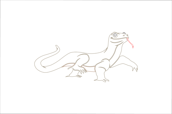 Animal Monitor Lizard Cartoon Color Line Graphics & Icons