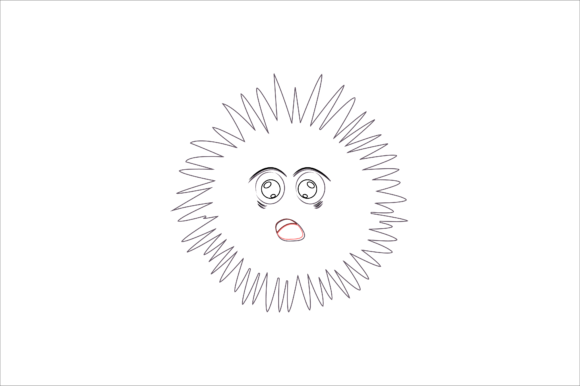 Animal Sea Urchins Cartoon Color Line Graphics & Icons