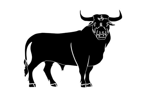 Bull Vector Design Solid Color: Graphics & Illustrations