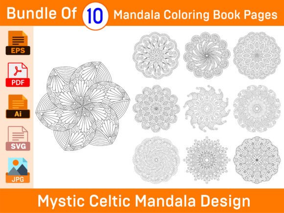 Bundle of 10 Mystic Celtic Mandala Color: Graphics & Coloring Pages Amp