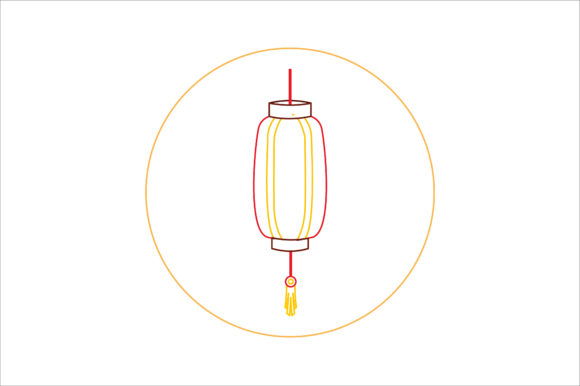 Chinese New Year Icon Lantern Color Line Graphics & Icons