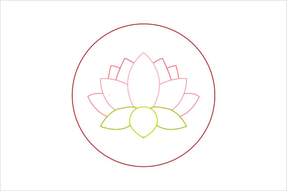 Chinese New Year Icon Lotus Color Line Graphics & Icons