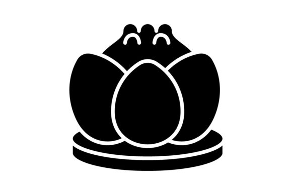 Chinese New Year Icon Lotus Solid Color: Graphics & Illustrations