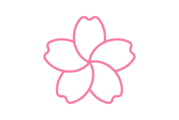 Chinese New Year Icon Sakura Line Color Graphics
