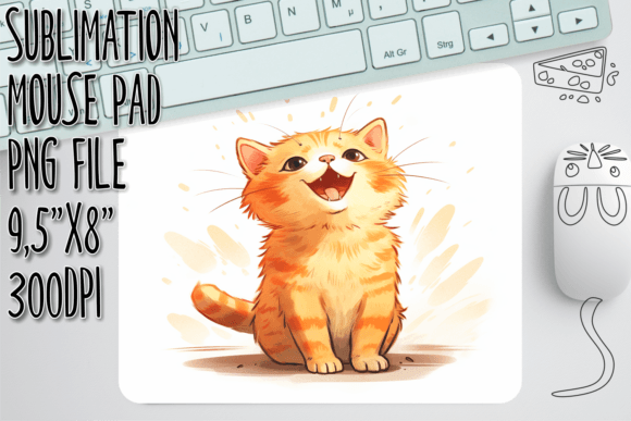 Color Splash Cat Sublimation Mouse Pad: Graphics for Crafts & Content