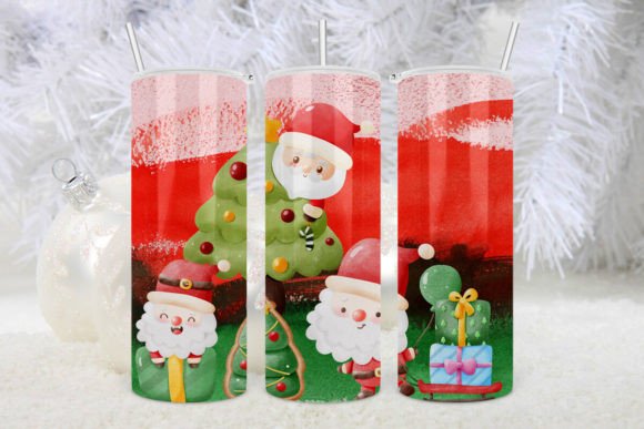 Cute Santa Water Color Christmas Tumbler Graphics for Crafts