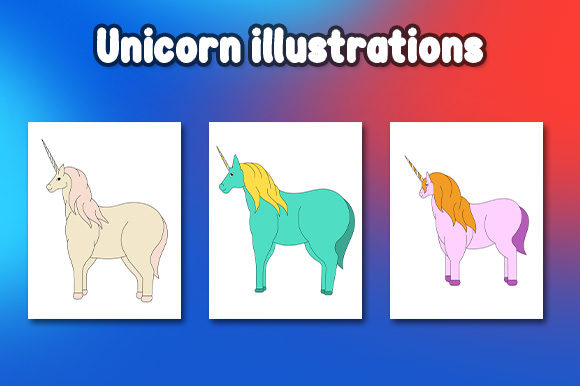 Cute Unicorn Color Illustration Bundle