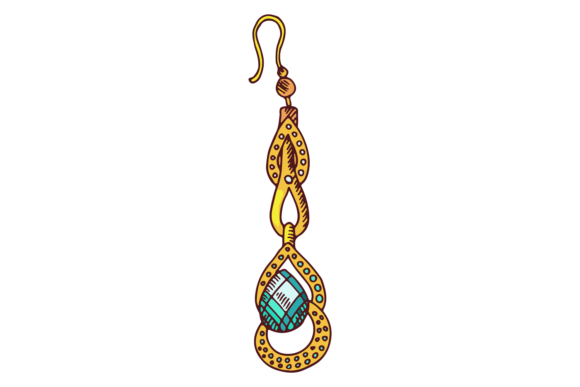 Expensive Golden Earring Color Icon. Gem