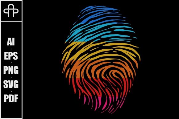 Fingerprint Retro Color Vector Graphics