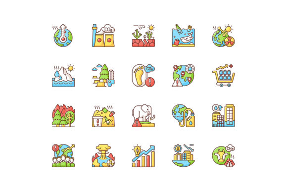 Global Warming RGB Color Icons Set