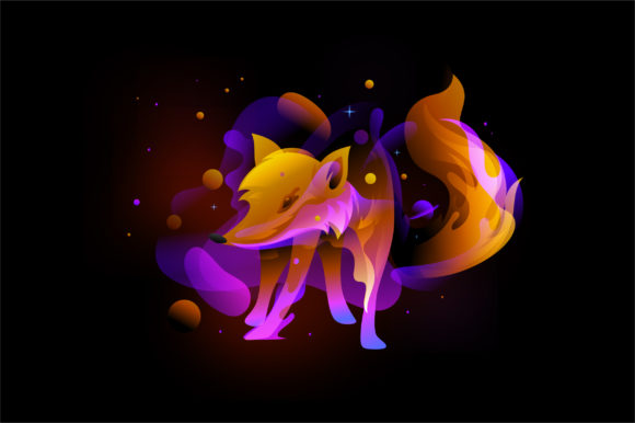Gradient Color Fox Fantasy Illustration Graphics