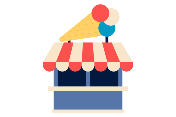 Ice Cream Stall Color Icon. Market Stand Graphics