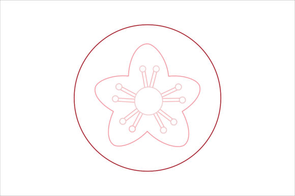 Imlek Icon Peach Blossom Color Line Graphics