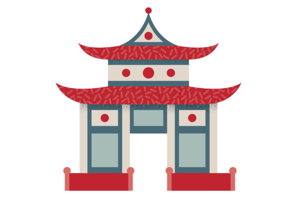 Japanese House. Pagoda Color Icon. Asian Graphics