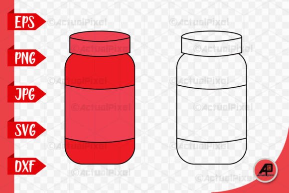 Jar Outline with Clipart Color Image