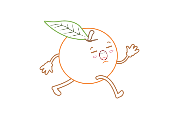 Kawaii Cute Peach Fruit Color Line Graphics & Illustrations