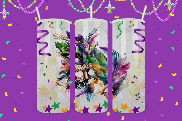 Mardi Gras Tumbler Wrap Cute Water Color