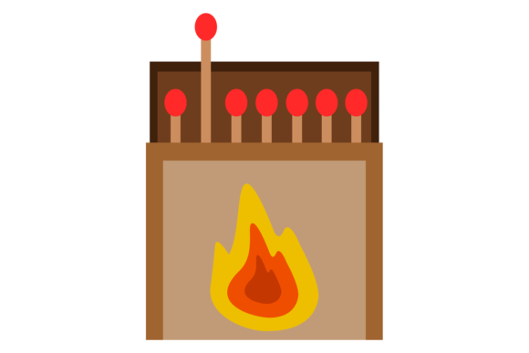 Match Box Open Color Icon. Fire Sticks Graphics