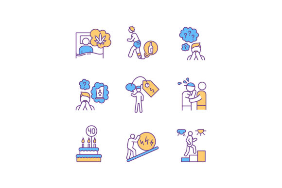Mental Health RGB Color Icons Set