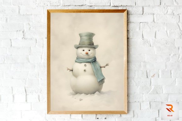 Pastel Color Cute Snowman Wall Art: Graphics & Backgrounds