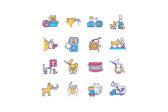 Pet Service RGB Color Icons Set: Graphics & Icons for Crafters