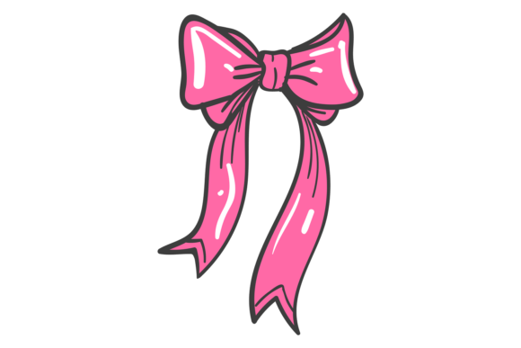 Pink Ribbon Bow Color Icon. Gift Symbol