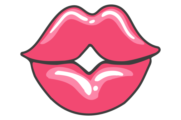 Pink Woman Lips Drawing. Kiss Color Icon Graphics