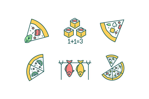 Pizzeria Menu RGB Color Icons Set: Graphics & Icons