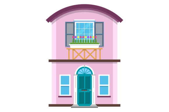 Residential Building Color Icon: Graphics for Editorial Use