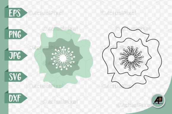 Simple Flower Outline with Color Clipart: Graphics & Illustrations for Handmade Makers