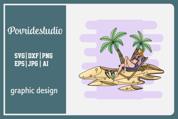 Summer Icon - Beach Woman Color Outline