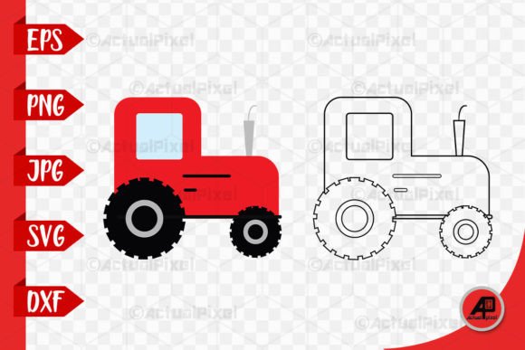 Tractor Outline with Color Clip Art
