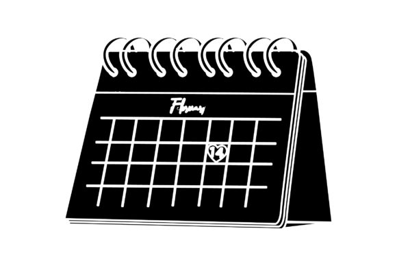 Valentine Icon Calendar Solid Color Graphics & Icons