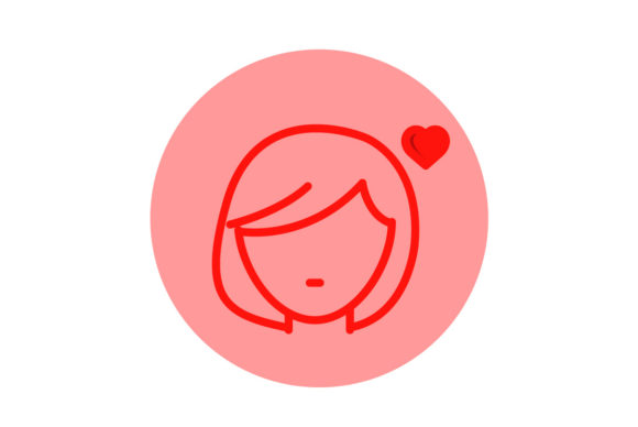 Valentine Icon Girl Line Color Graphics & Icons