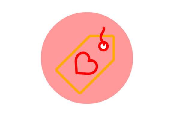 Valentine Icon Hangtag Line Color Graphics & Icons