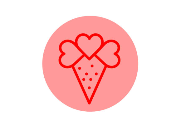Valentine Icon Ice Cream Line Color
