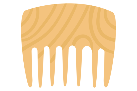 Wooden Comb Icon. Hair Brush Color Symbo Graphics