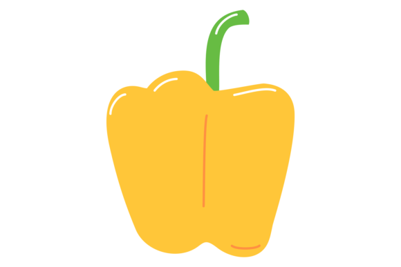Yellow Bell Paper Color Icon. Tasty Vege